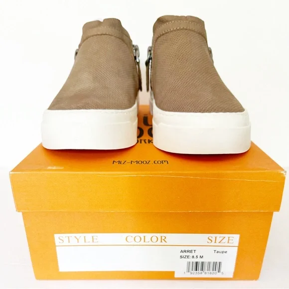 Miz Mooz Arret Side Zip Taupe Leather Platform Sneaker Size 8.5 - Picture 4 of 16